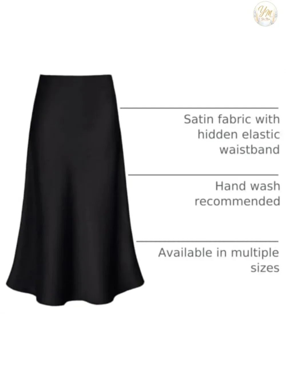 Womens Satin Midi Skirt A-Line High Waisted Silk Long Skirt